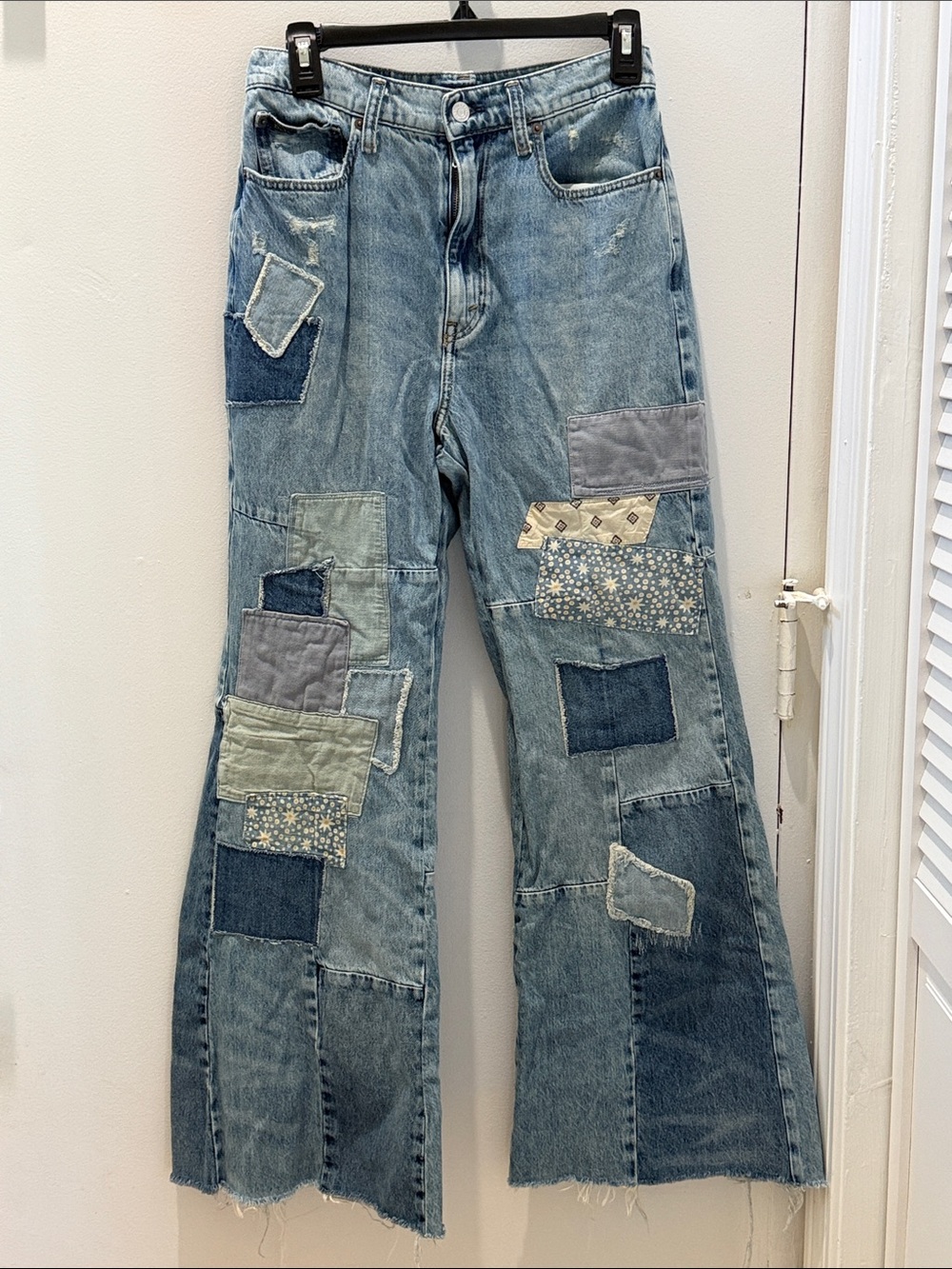 Ralph Lauren Patchwork High Rise Wide-Leg Jeans